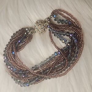 Multi-Colored Crystal Beaded w/ Magnetic Clasp Bracelet, Pre-loved In EC